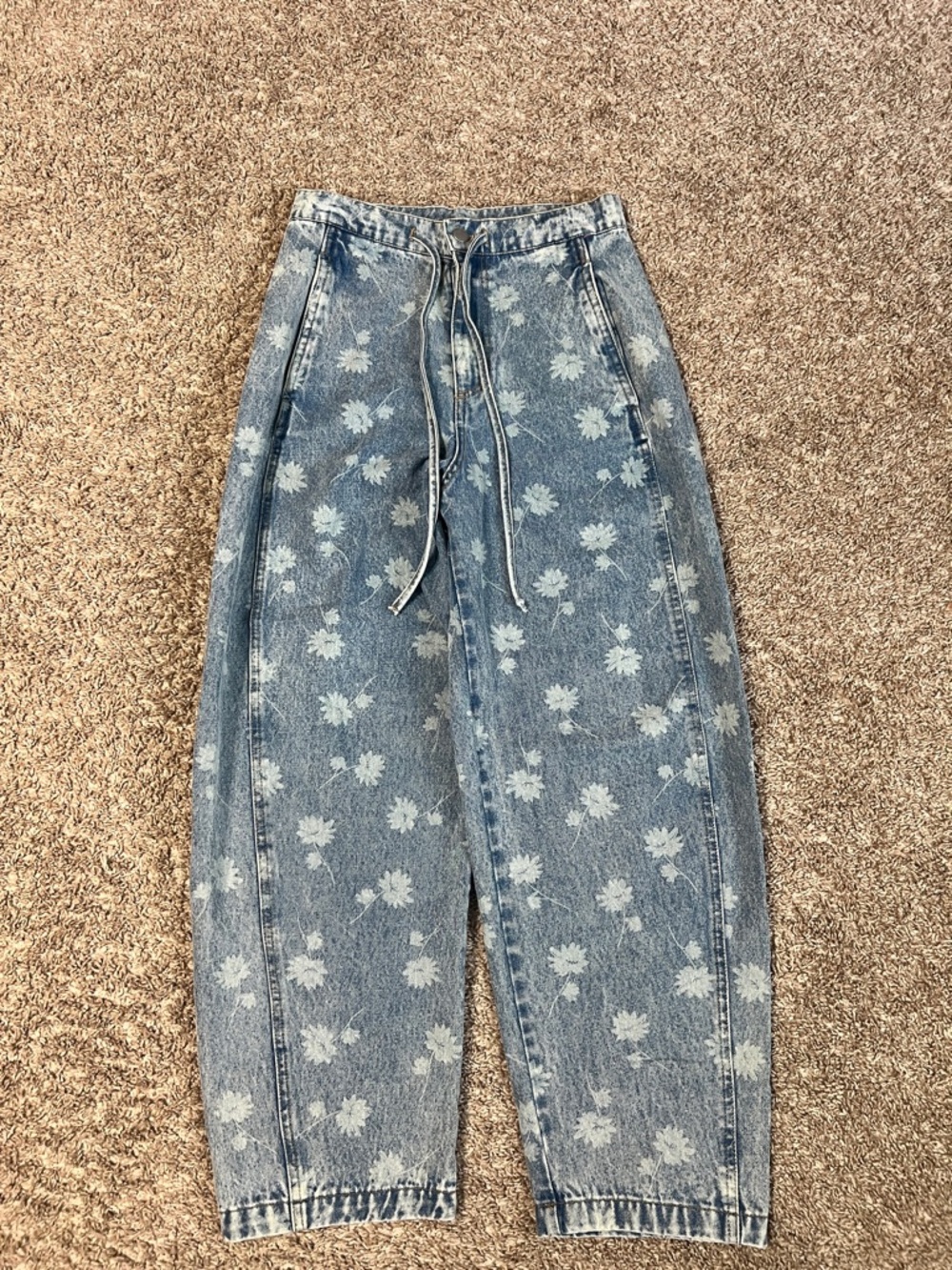 J.O.A. Light Blue Floral Boyfriend Jeans